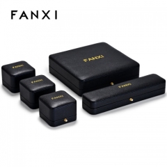 Custom logo black leather jewelry packaging box