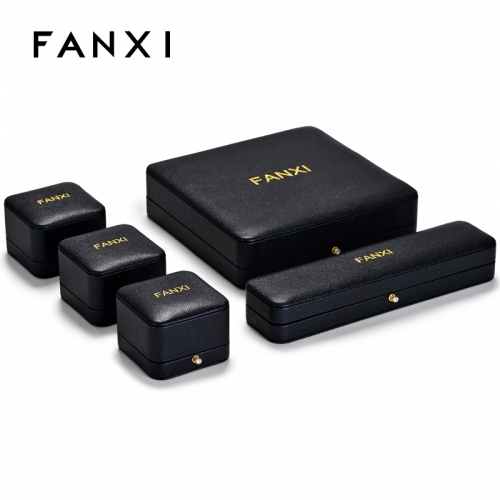 Custom logo black leather jewelry packaging box