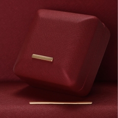 Custom logo red colour leather jewelry packging box