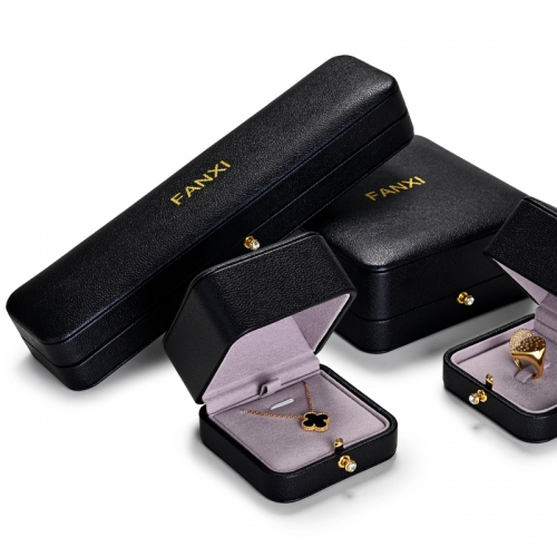 Custom logo black leather jewelry packaging box