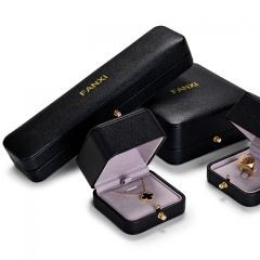Custom logo black leather jewelry packaging box