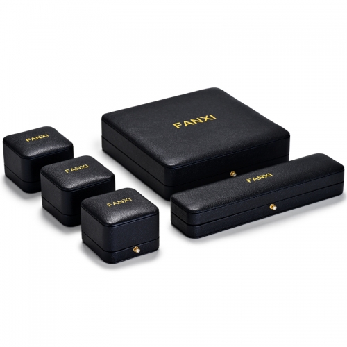 Custom logo black leather jewelry packaging box