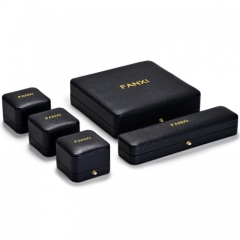 Custom logo black leather jewelry packaging box