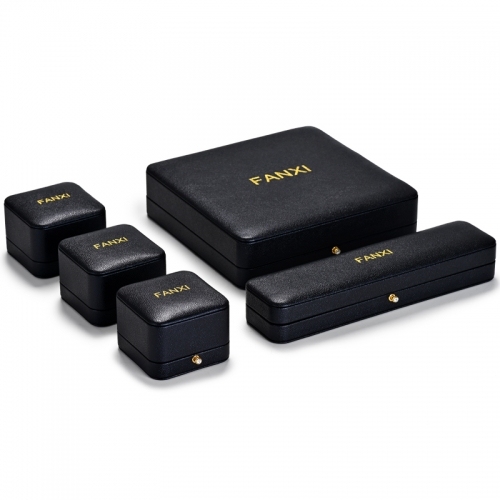 Custom logo black leather jewelry packaging box
