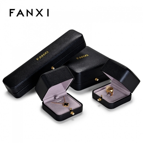 Custom logo black leather jewelry packaging box