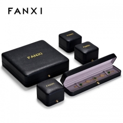 Custom logo black leather jewelry packaging box