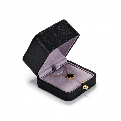 Custom logo black leather jewelry packaging box