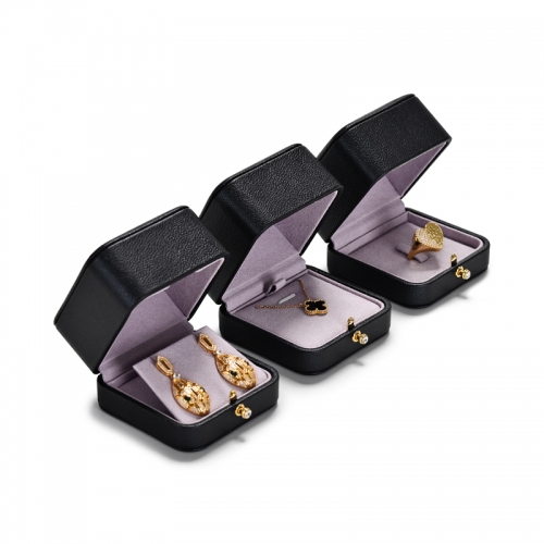 Custom logo black leather jewelry packaging box