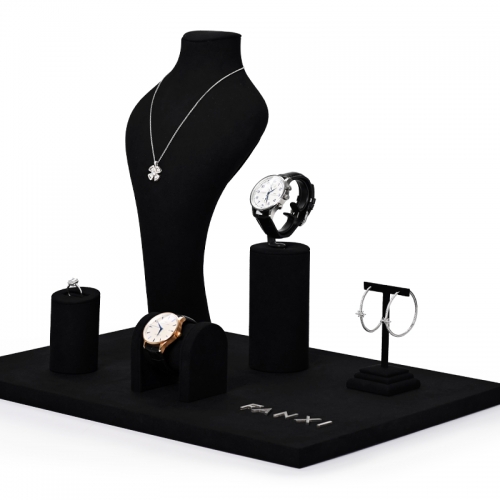 Custom colour black microfiber jewelry display stand