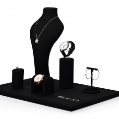 Custom colour black microfiber jewelry display stand