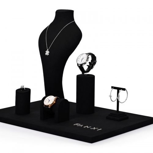 Custom colour black microfiber jewelry display stand