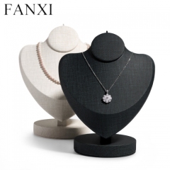 Custom colour black white leather necklace display bust