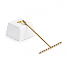 White resin base earring display stand with metal T bar holder
