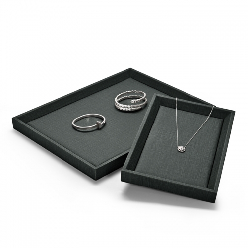 Black PU leather jewellery display tray
