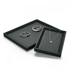 Black PU leather jewellery display tray