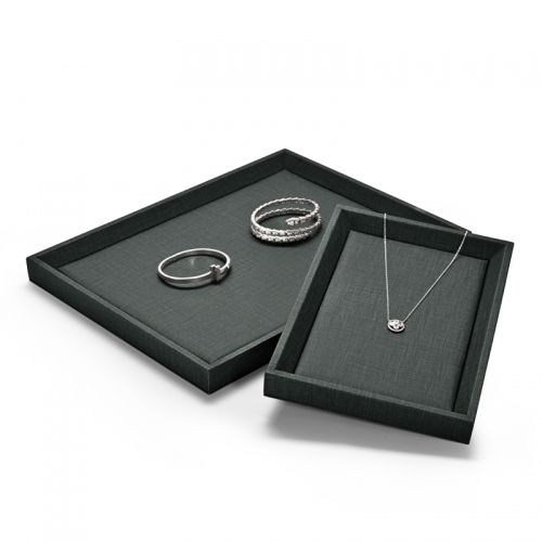 Black PU leather jewellery display tray