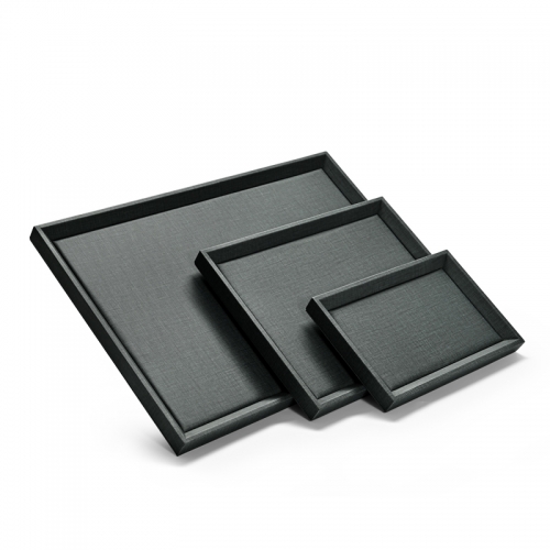 Black PU leather jewellery display tray
