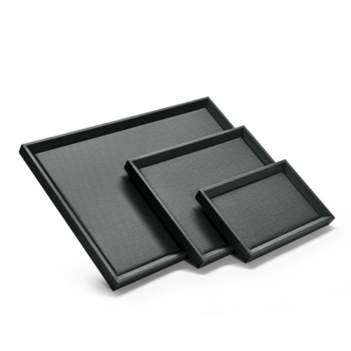 Black PU leather jewellery display tray