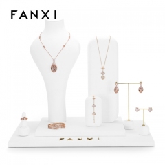 Counter white colour jewelry display stands set