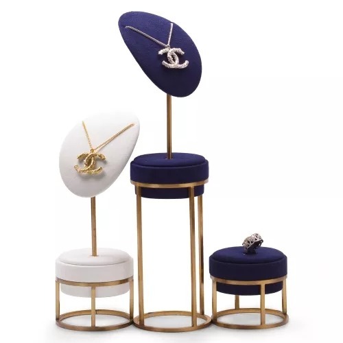 Luxury metal jewelry display stand set