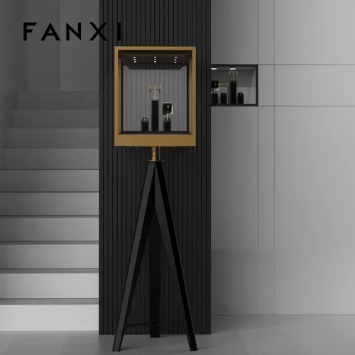 FANXI Factory New Fashion Custom Metal Jewelry Display Set Ring Bracelet Watch Glass Jewelry Store Shop window Display Cabinet