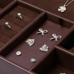 FANXI new design multi function dark brown jewelry display tray for ring earring bangle necklace