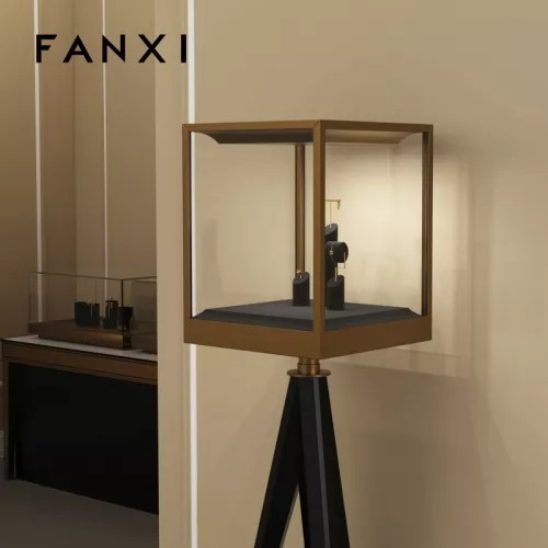 FANXI Factory New Fashion Custom Metal Jewelry Display Set Ring Bracelet Watch Glass Jewelry Store Shop window Display Cabinet