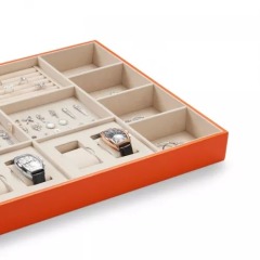 FANXI new design multi function orange jewelry display tray with cream microfiber inside