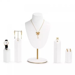 FANXI luxury jewelry display set with white microfiber and metal
