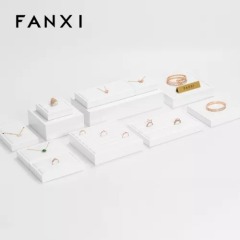 FANXI new design multi function white PU leather jewelry display tray set