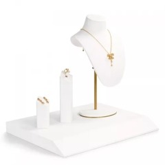 FANXI luxury jewelry display set with white microfiber and metal