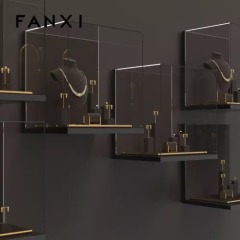 New design metal frame luxury jewelry display stand set with coffee microfiber