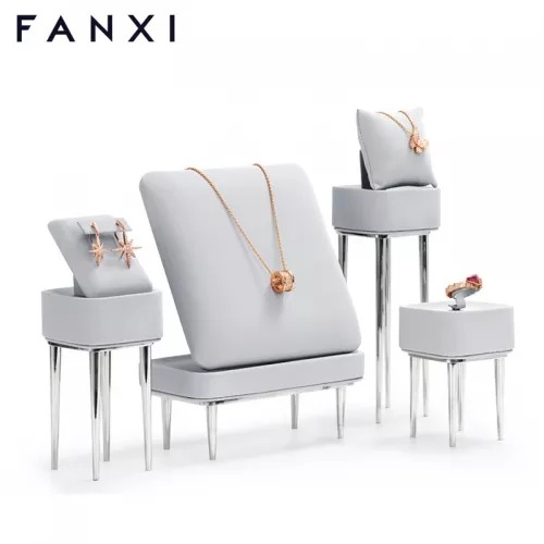 FANXI luxury gray colour jewelry display for ring earring pendant with metal base