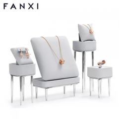 FANXI luxury gray colour jewelry display for ring earring pendant with metal base