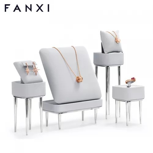FANXI luxury gray colour jewelry display for ring earring pendant with metal base