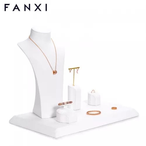 FANXI new design white colour jewelry counter display set