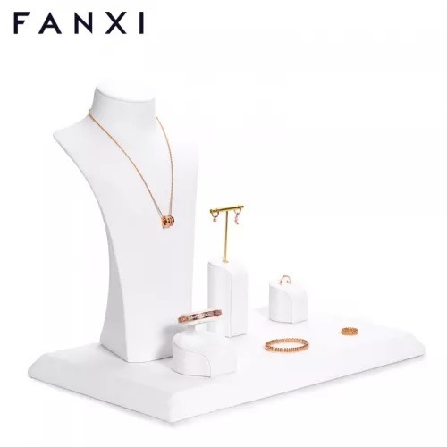 FANXI new design white colour jewelry counter display set