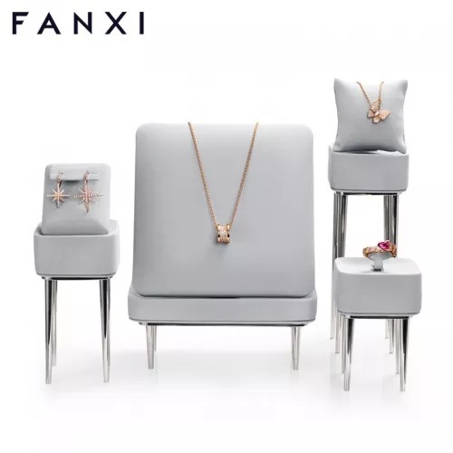 FANXI luxury gray colour jewelry display for ring earring pendant with metal base