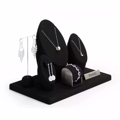 FANXI factory black microfiber jewelry display stand set