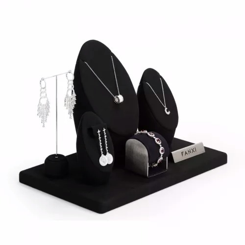 FANXI factory black microfiber jewelry display stand set