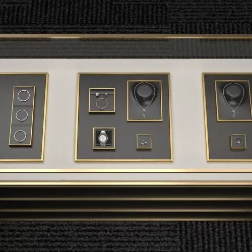 FANXI new design metal frame black leather jewellery display set