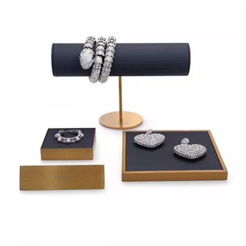 FANXI luxury metal jewelry display stand holder with leather