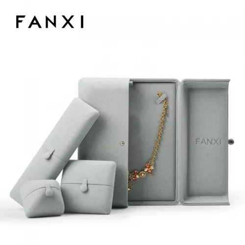 FANXI high end gray microfiber jewelry packaging box FANXI high end gray microfiber jewelry packaging box