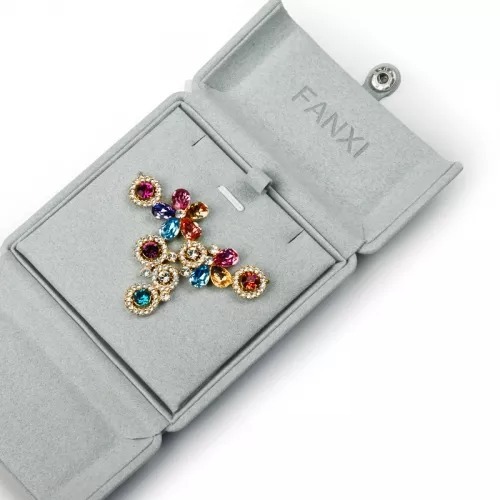 FANXI high end gray microfiber jewelry packaging box FANXI high end gray microfiber jewelry packaging box