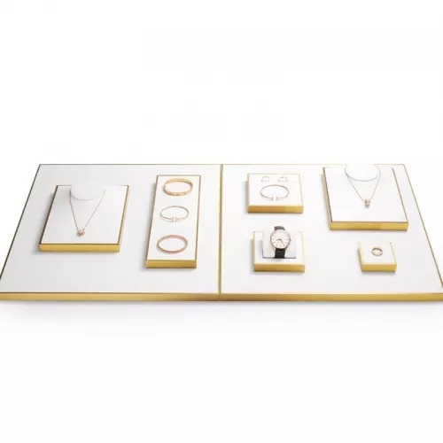 FANXI factory white colour jewelry display set with metal frame