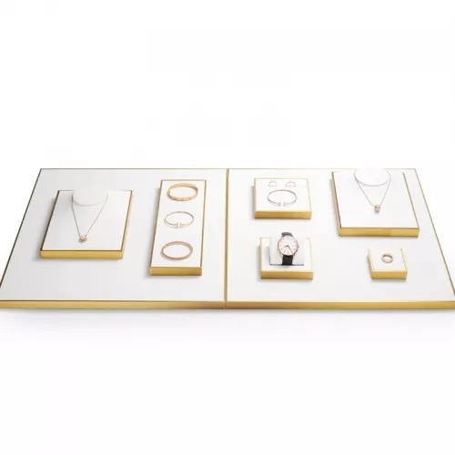 FANXI factory white colour jewelry display set with metal frame