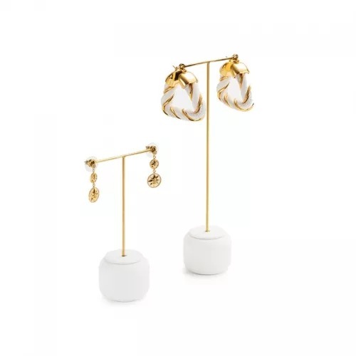 FANXI luxury metal frame white leather jewelry display stand set