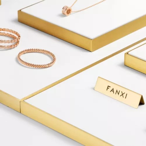 FANXI factory white colour jewelry display set with metal frame