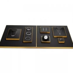 FANXI new design metal frame black leather jewellery display set