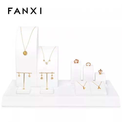 FANXI luxury metal frame with white microfiber jewellery display set